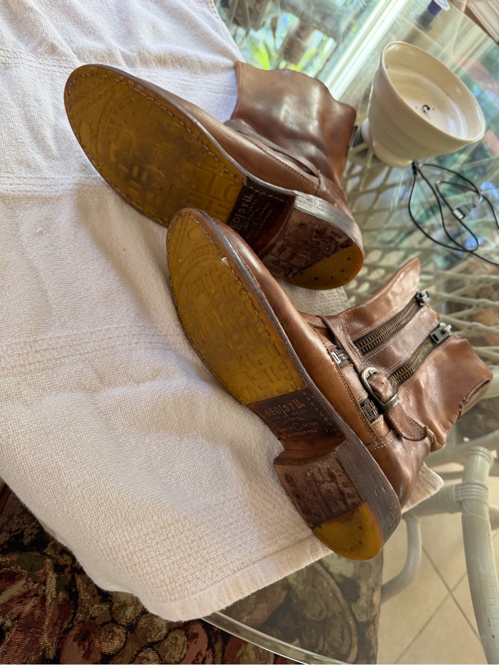 Bed|Stu Brown Leather Combat Moto Boots - Picture 6 of 6